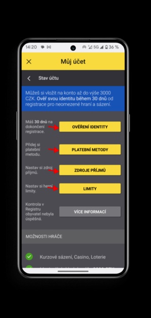 Registrace přes web Fortuna